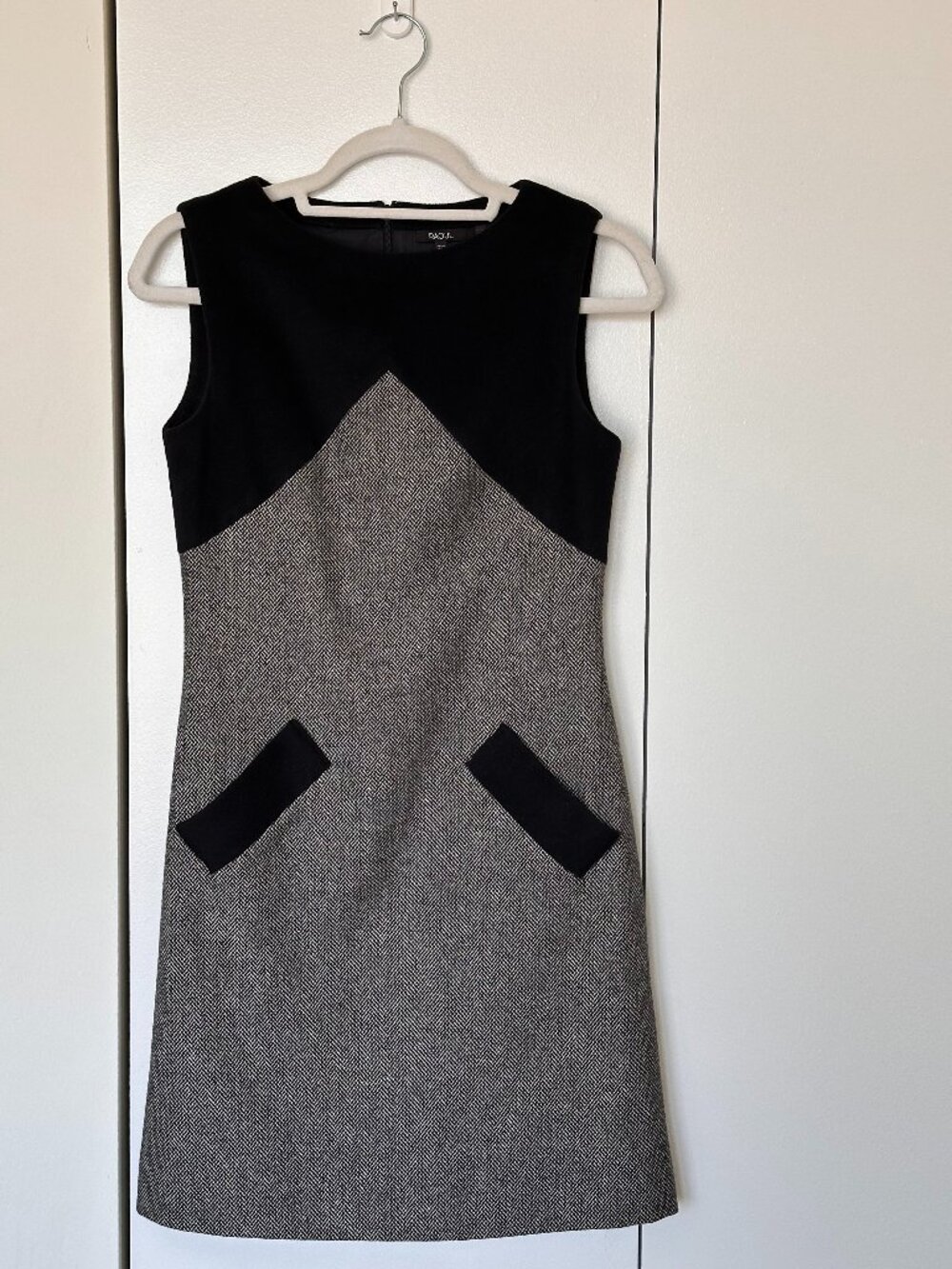 RAOUL Tweed Colorblock Black/Grey Sheath Dress - US Size 0